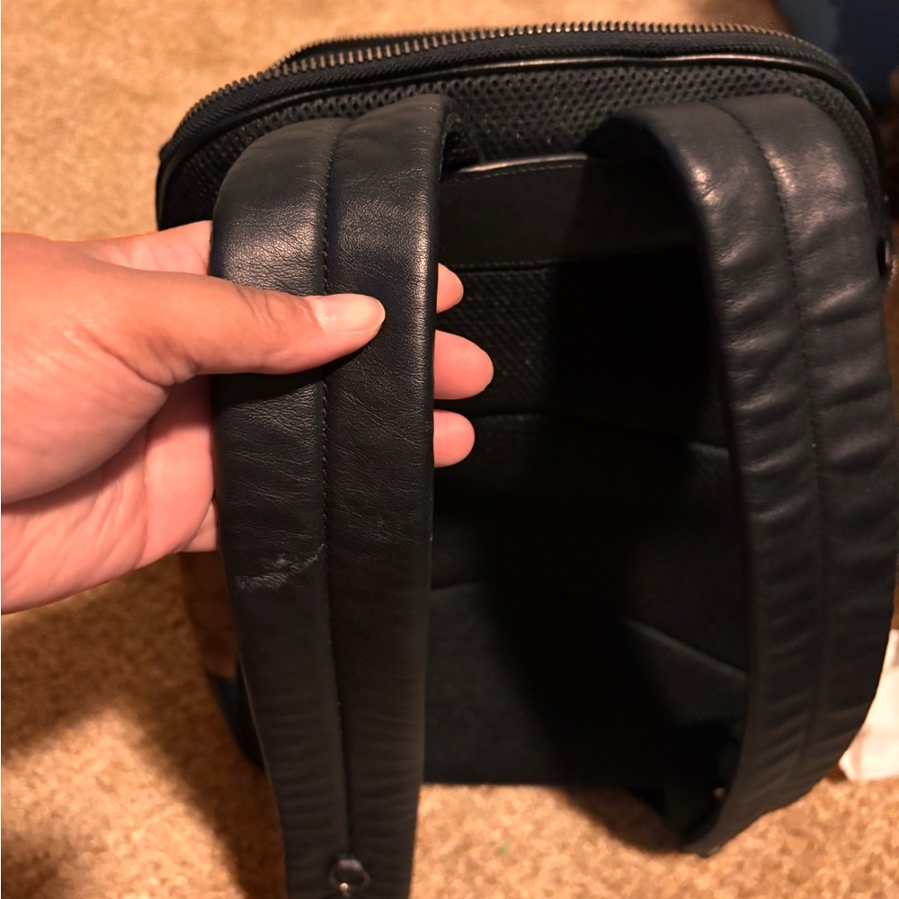 Coach Men’s Signature Canvas Backpack with Black and Blue Leather Accents - Picture 3 of 6